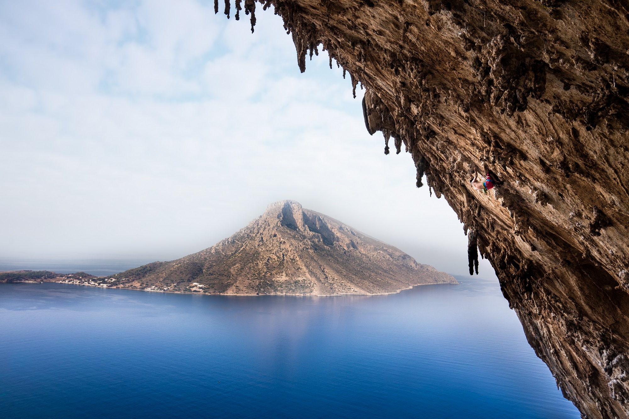 Grand Grotta in Telendos, Kalymnos' neighboring island, is another great climbing destination