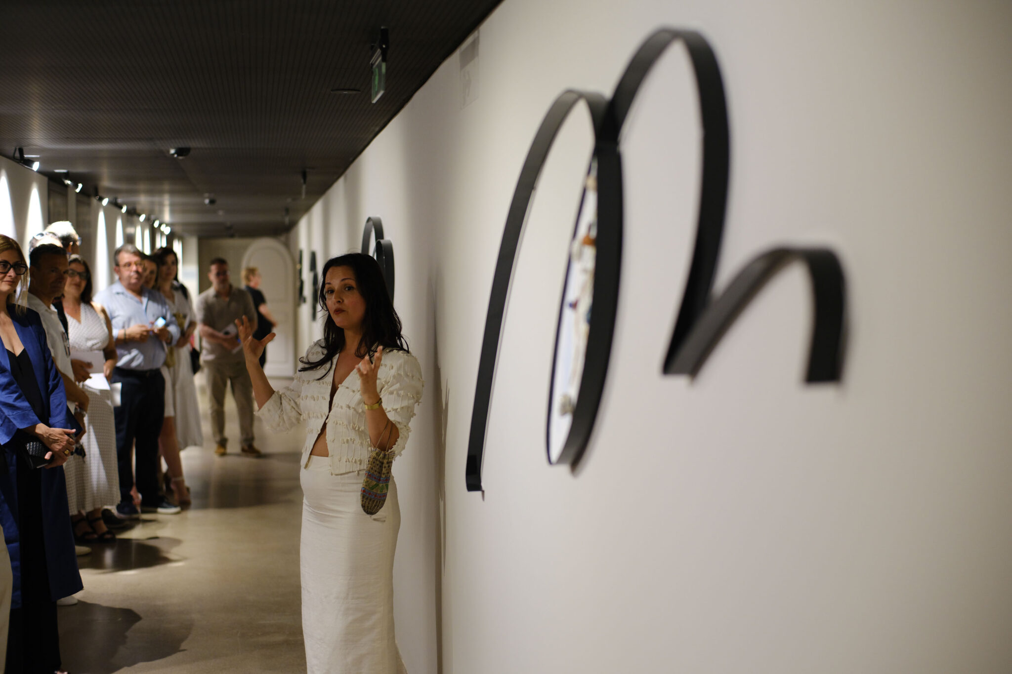 The artist presenting her works on the night of the Art Prize event