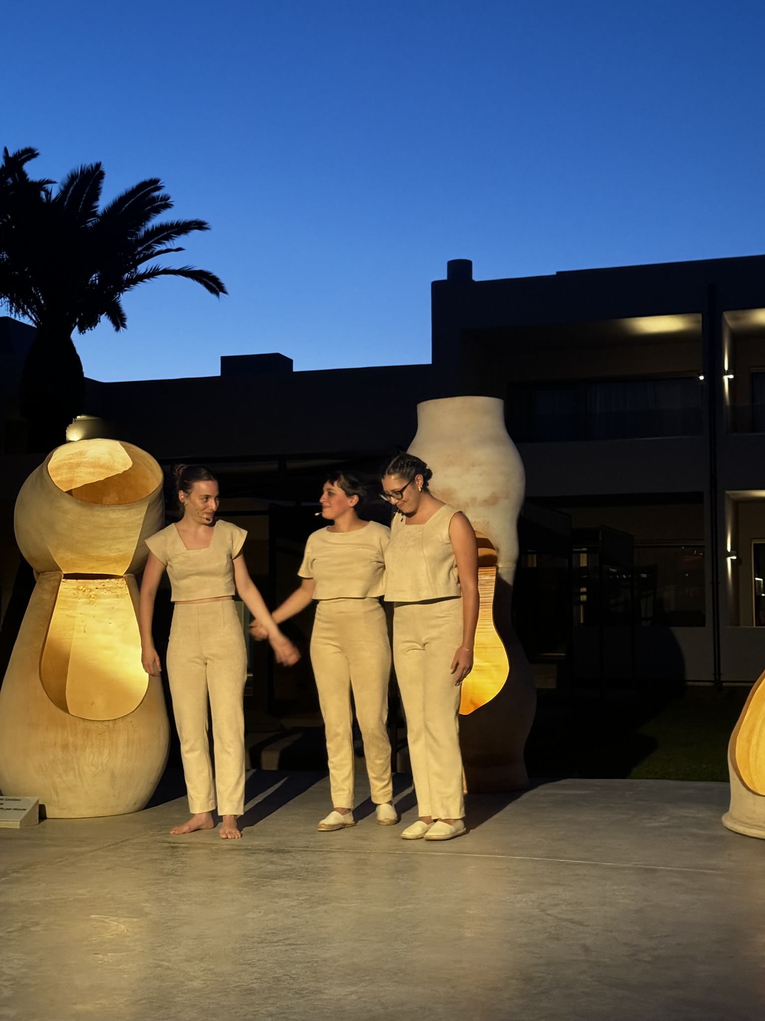 Artist Maria Louizou with her sculptural artwork