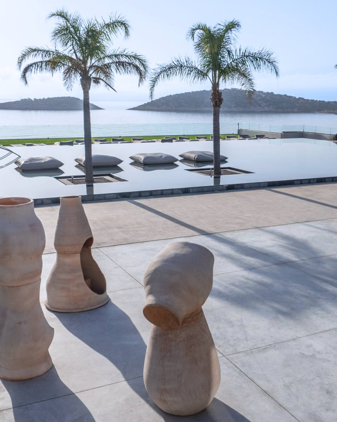 Three vessels by Maria Louizou, Minos Palace Hotel