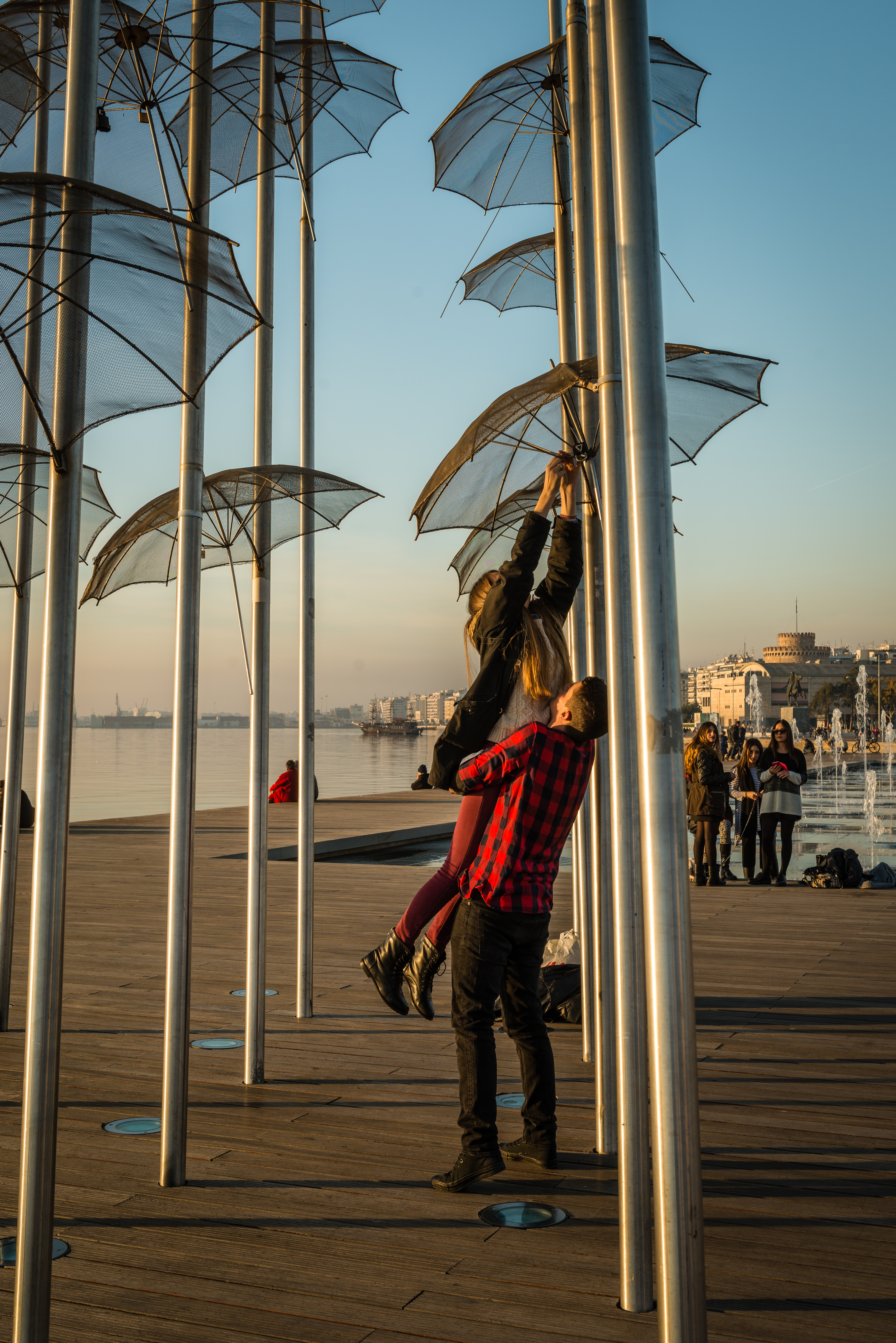 The "Umbrellas" is an impressive work of art by the famous sculptor Giorgios Zoggolopoulos