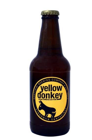 12 Greek island beers: Yellow Donkey beer bottle from Santorini