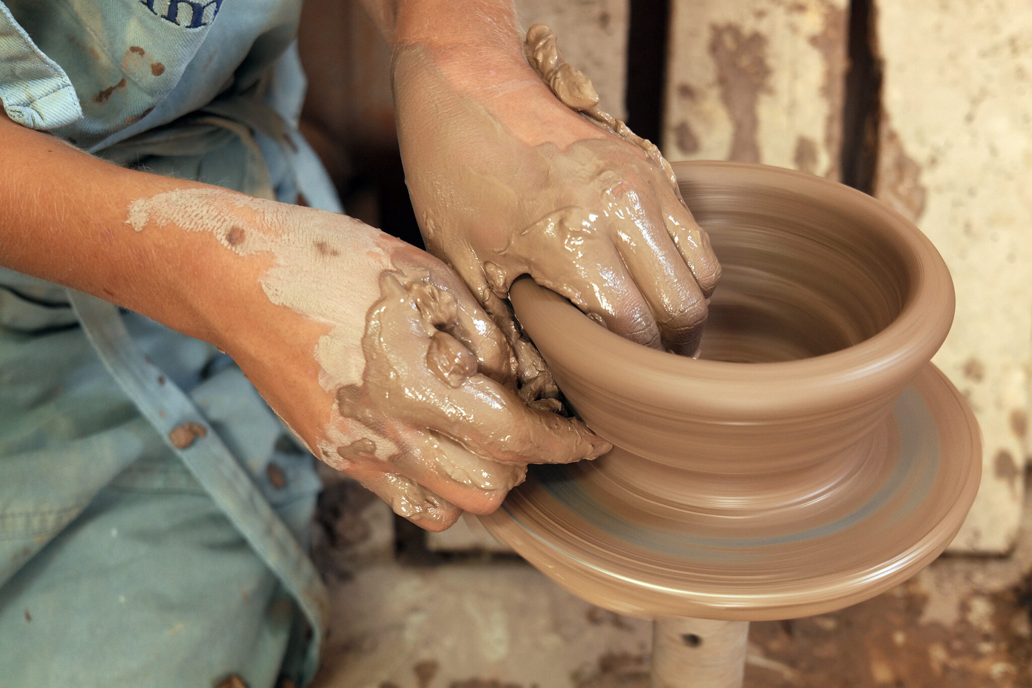 Inside the Pottery Workshops of Sifnos: Ionas Lebesis shaping clay on the potter&rsquo;s wheel