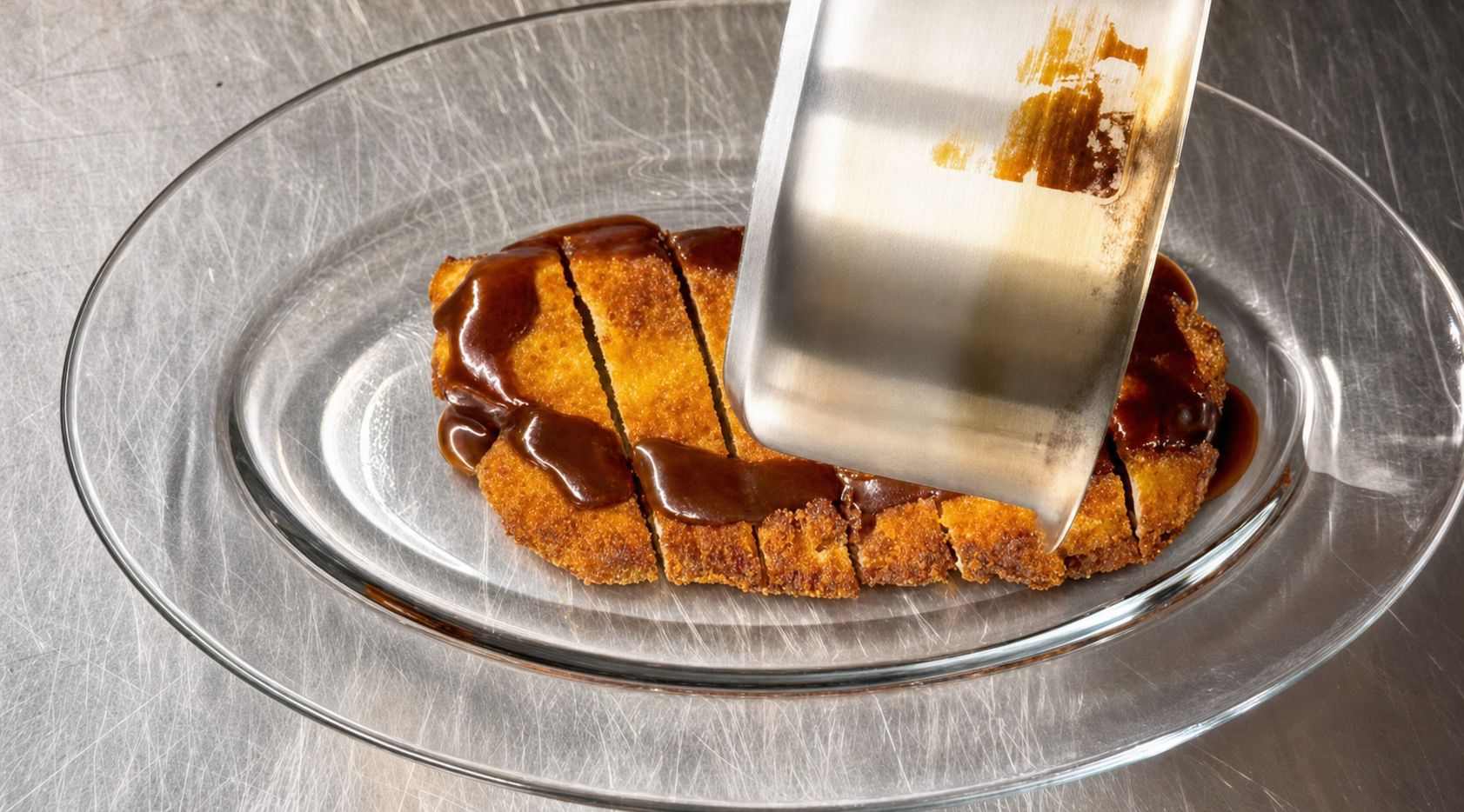 Koukaki&rsquo;s Best Places to Eat: Ristorante di Caravaggio, a breaded cutlet being sliced on a glass plate