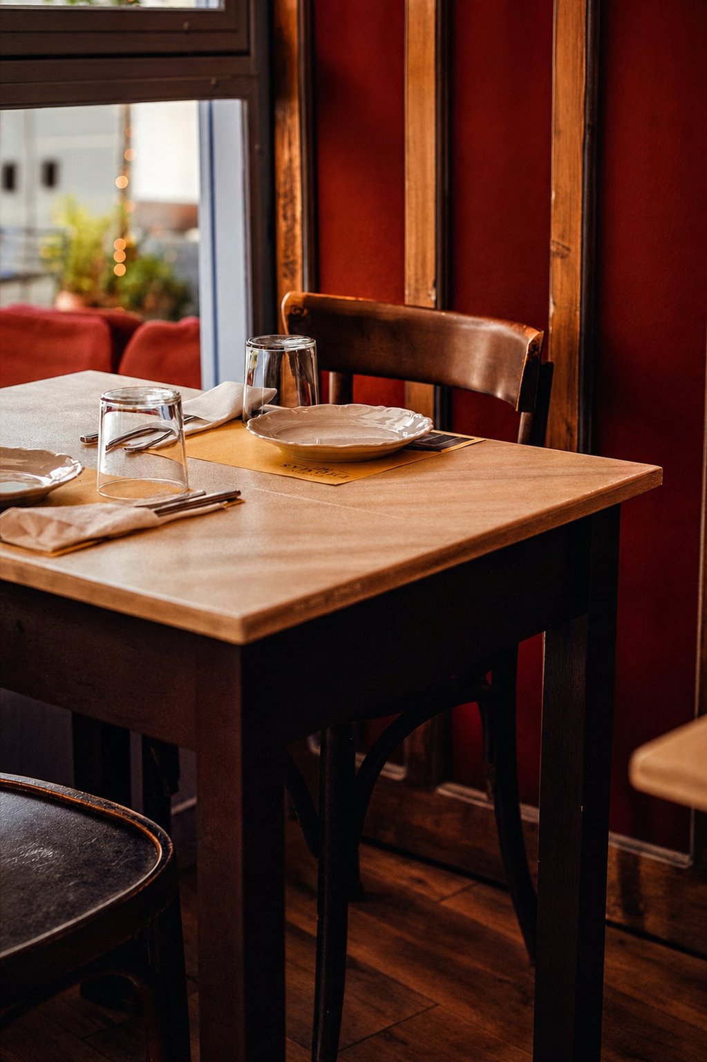Koukaki&rsquo;s Best Places to Eat: Thomas 1971, a set wooden table in the dining room